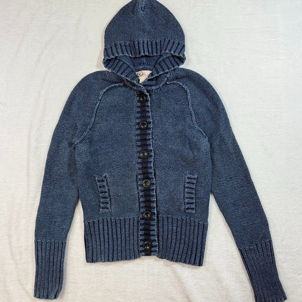 Gap 1969 XS Blue Knit Button Hoodie Sweater Limited Edition Y2K Cozy‎ Aesthetic